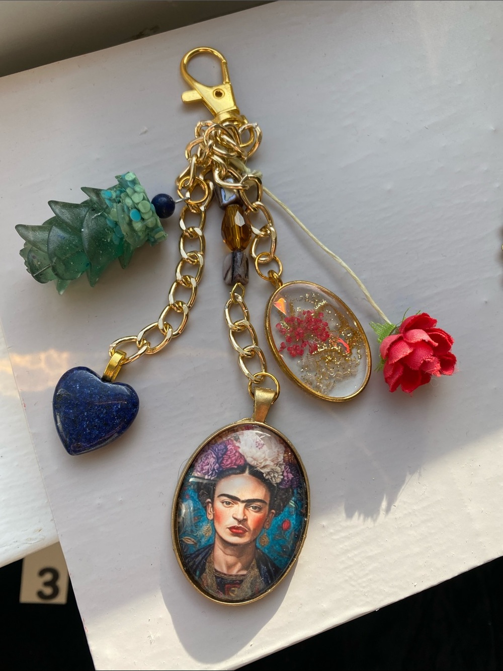 Frida Kahlo Bag Charm Key Ring Unique Mexican Art Purse Charm for Handbag Coach - Picture 7 of 7